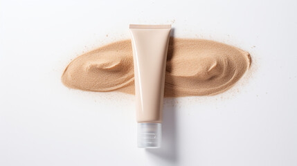 Tubo cosm&eacute;tico de areia, fundo branco