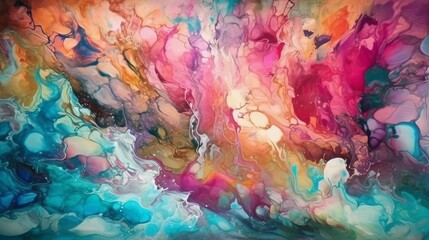 Abstract colourful pink blue colours multicoloured art painting illustration texture - watercolour swirl waves liquid splashes. Decor concept. Real estate concept. Art concept.