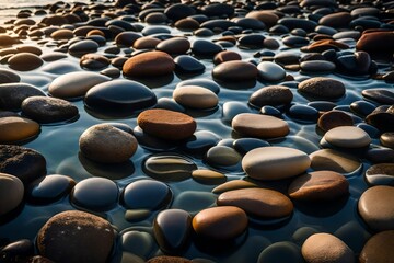 black and white pebbles generated by AI technology	