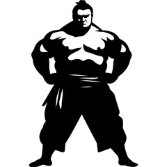 sumo wrestler black vector logo - obrazy, fototapety, plakaty
