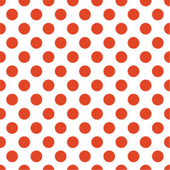 OLGA (1979) “polka dots” textile seamless pattern • Late 1970’s fashion style, fabric print (bright red dots on white background).