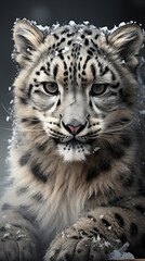 Obraz premium Beautiful portrait of a leopard (snow leopard).