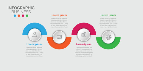 Infographic design presentation business template with icon 4 step.