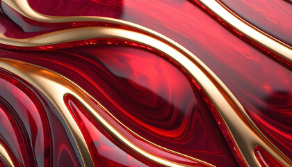 Abstract natural ruby texture with dark veins with gold - obrazy, fototapety, plakaty