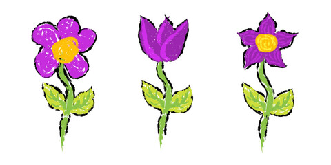 Design elements of flowers in scribble style