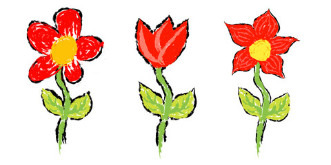 Design elements of flowers in scribble style