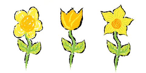Design elements of flowers in scribble style