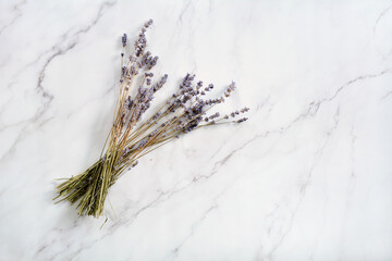 Dried lavender on marble background