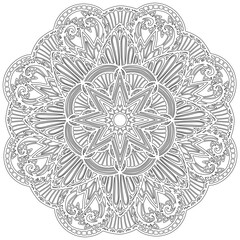 Colouring page - 337, hand drawn, vector. Mandala 280, ethnic, swirl pattern, object isolated on white background.