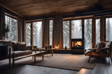living room with fireplace generated by AI technology	