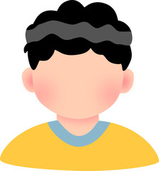 Little boy wearing yellow t-shirt casually with messy hair