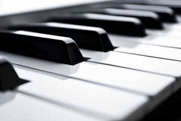 Grayscale closeup shot of the piano keys
