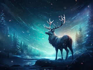 Ethereal Reindeer under Northern Lights