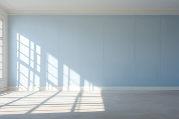 Obraz premium White Vertical Glass Striped Wall Background with Reflection Interior Room. A white Empty room Surreal Minimalistic style morning light copy space, Abstract colour background with lines