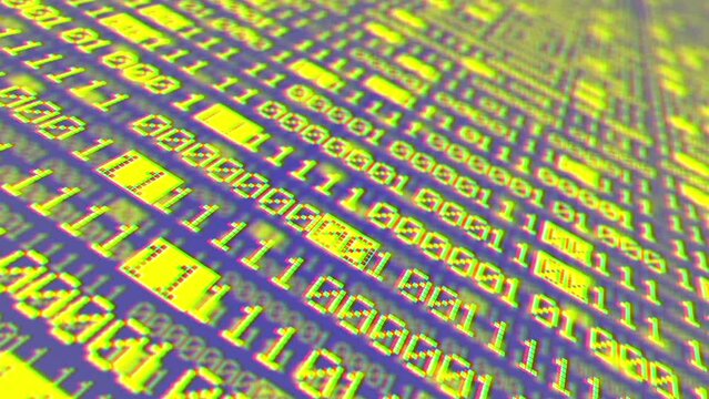 Fast-changing binary numbers. Matrix numbers animation background