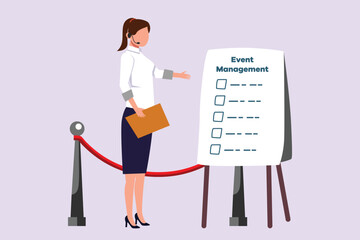 Events, scheduling, creativity. Event management concept. Colored flat vector illustration isolated.