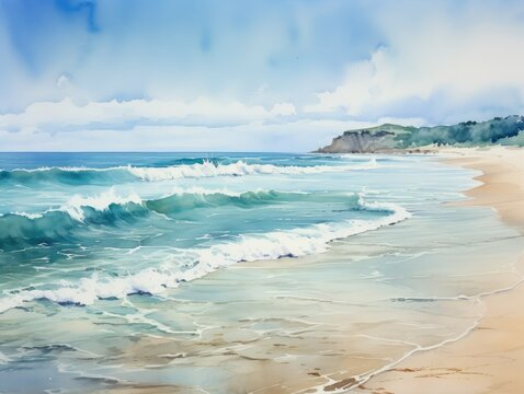 Calming Watercolor Seascape