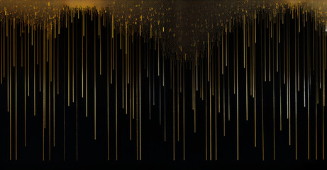 Elegant Golden Sparkles on Black Curtain Background
