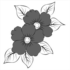 single icon flower in black and white, for a sign, symbol or company group in a store