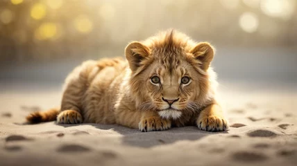 Tuinposter cute small lion cub © Maksym