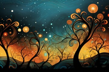 magic trees abstract background - 676974361