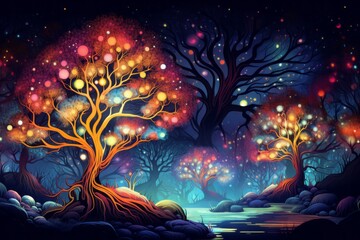 magic trees abstract background - 676974365