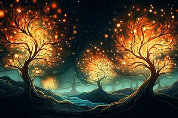 magic trees abstract background - 676974368