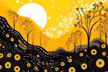 abstract nature background in black and yellow - 676974371