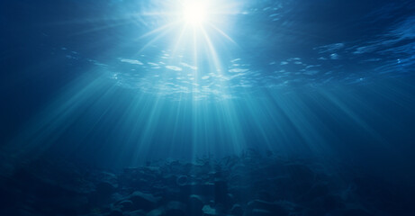 Underwater Sunlight Rays in Ocean Depths

