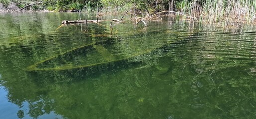 sank boat  under the water level in lake piburg austria