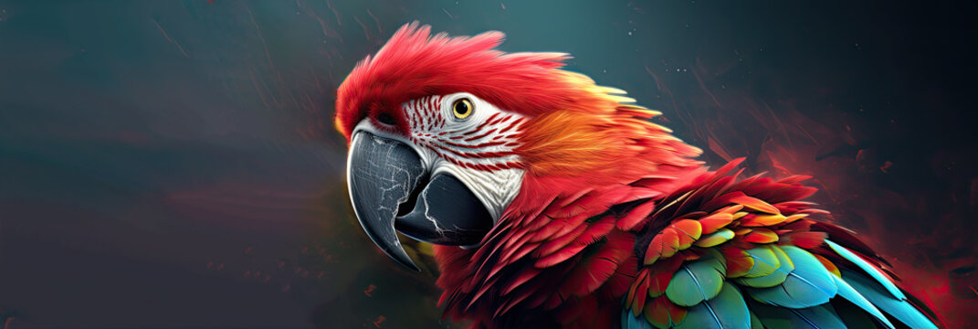 Colorful Parrot in nature banner