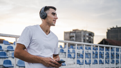 man use mobile phone smartphone during training