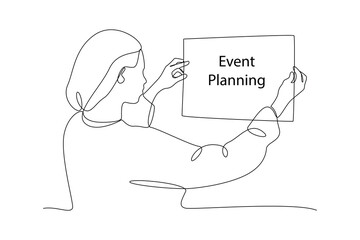 One continuous line drawing of Events, scheduling, creativity. Event management concept. Doodle vector illustration in simple linear style.