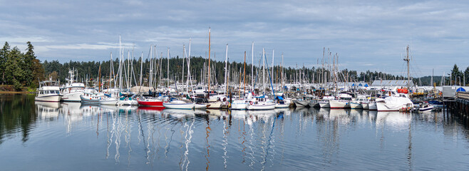 Yachts Moored at Fishermans Wharf Sidney BC Canada