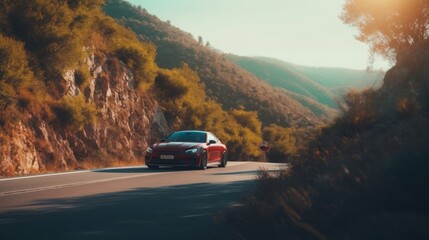 Speed through mesmerizing landscapes and lush forests on your ultimate autumn road trip, generative AI