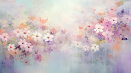 Fototapeta na wymiar Watercolor floral soft color background, pastel flowers backdrop, card texture template