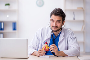 Young male doctor cardiologist working in the clinic