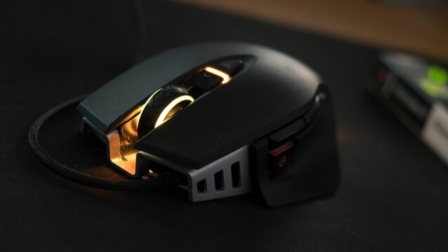 Corsair M65 elite gaming mouse on black background