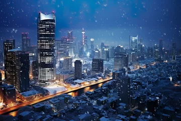 Deurstickers 雪の降る東京イメージ02 © yukinoshirokuma
