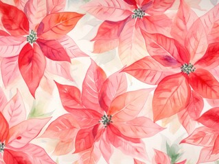 Poinsettias. Christmas watercolor illustration. Card background frame.