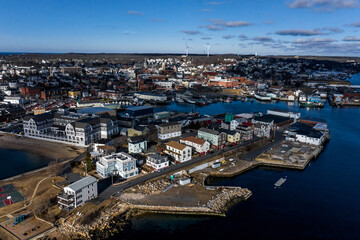 Aerial view of Gloucester, Massachusetts in January 