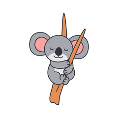 Cute koala holding a wooden stick. Vector illustration in cartoon style.