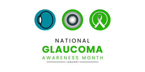 Vector illustration on the theme of National Glaucoma awareness month of January, national glaucoma banner, background. Vector Illustration