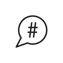 Obraz premium Hashtag icon in speech bubble. Vector flat trendy style illustration on white background..eps