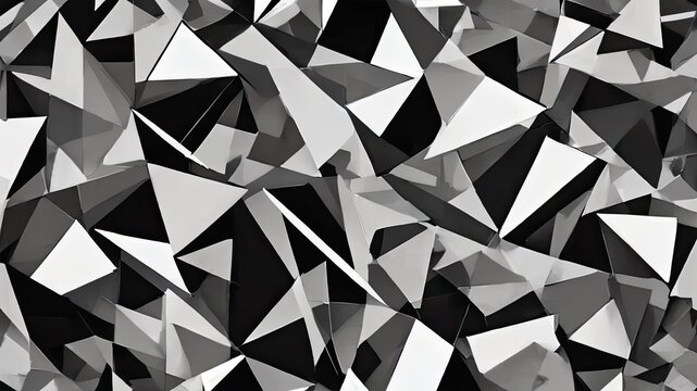Fototapeta A chaotic, black and white abstract pattern of geometric distressed shapes, modern poster