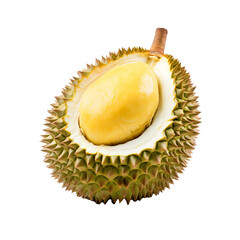 Obraz premium Whole durian with its spiky shell, distinctive shape, and natural hues displayed vividly against a clear backdrop for versatile use.