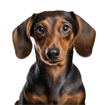 A full-body image of a dachshund dog, displayed with no backdrop for clear, versatile use on a transparent background.