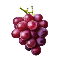 A luscious full-bodied grape cluster rendered in high detail against a clear transparent backdrop. - obrazy, fototapety, plakaty