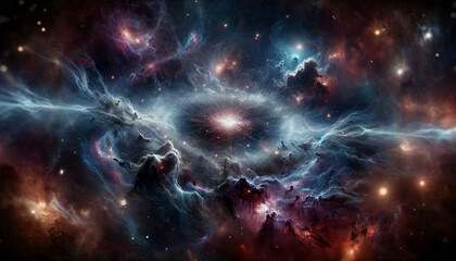 Galaxies in space, cosmos background showing a unveiling a cosmic event of dark matter creation