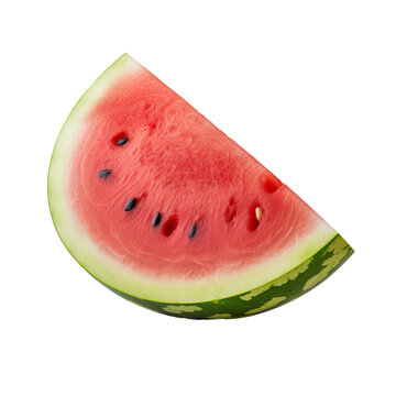 Watermelon with whole, intact form displayed against a clear, invisible backdrop, showcasing its fresh, ripe exterior.